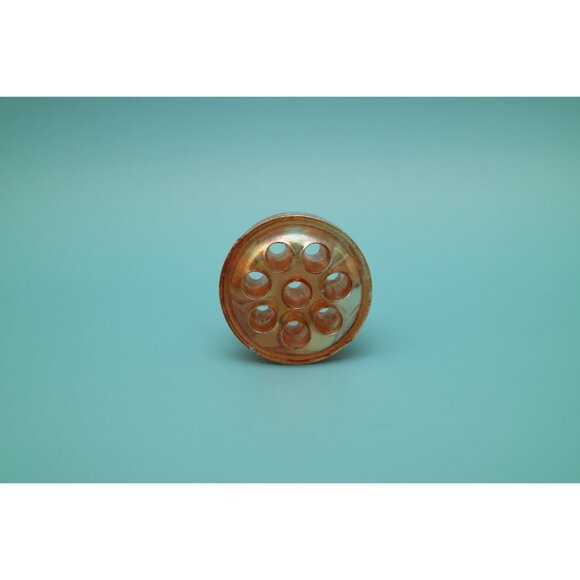 Vintage Marigold Carnival Glass 8 Hole 2 1/4 Inch Flower Frog - Picture 5 of 7